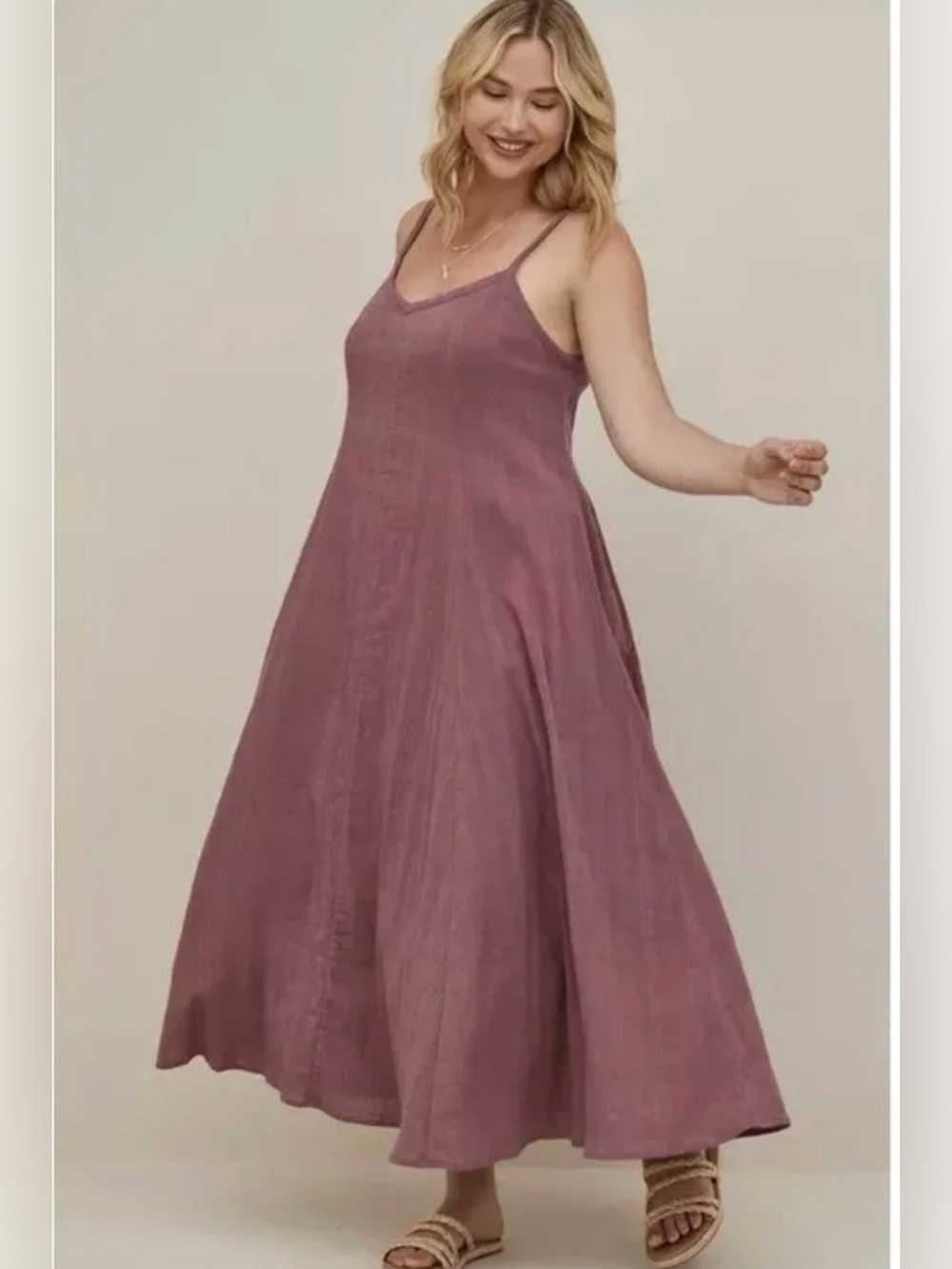 Torrid Maxi Dress Adjustable Spagetti Strap Trapeze Cotton Womens Size 2 (18/20)